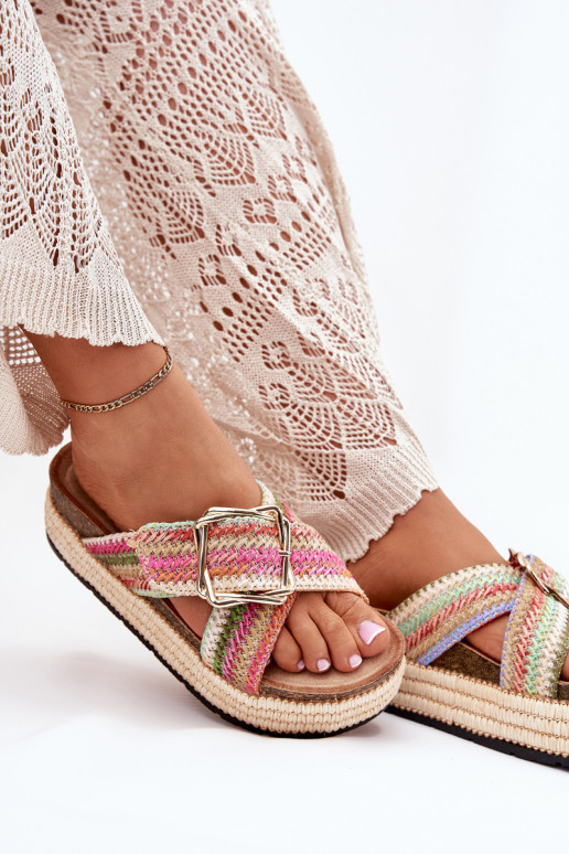 sieviešu čības ar platformu Ar bizi I Złotą ar sprādzēm Dažādu krāsu Filazzia