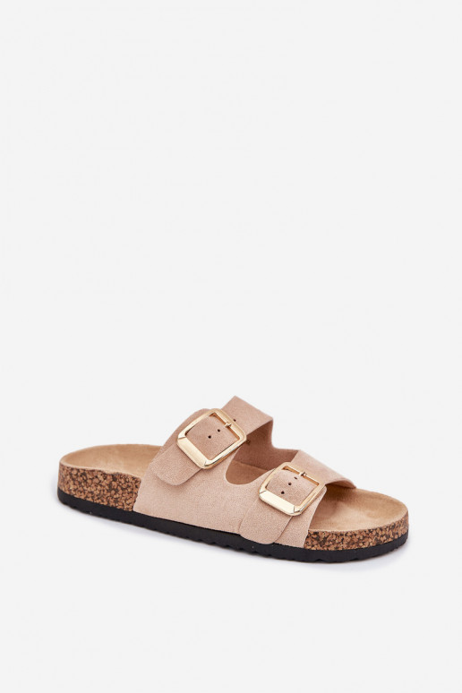 sieviešu čībasEko zamšādau Zelta krāsas ar sprādzītēm smilšu krāsas Vorella