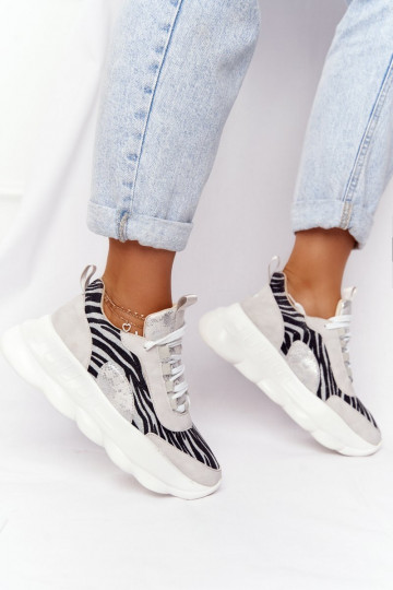 Sieviešu Sportiska stila apavi ar platformu Lu Boo Pelēkas krāsas 2