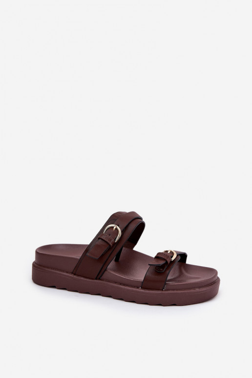 sieviešu čības ar platformu Ze Zelta krāsasmi ar sprādzēmmi brūnas krāsas INernone