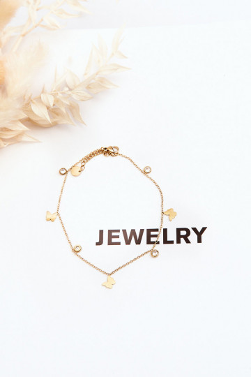 Potītes rokassprādze Ar Tauriņiem Zelta krāsas 2