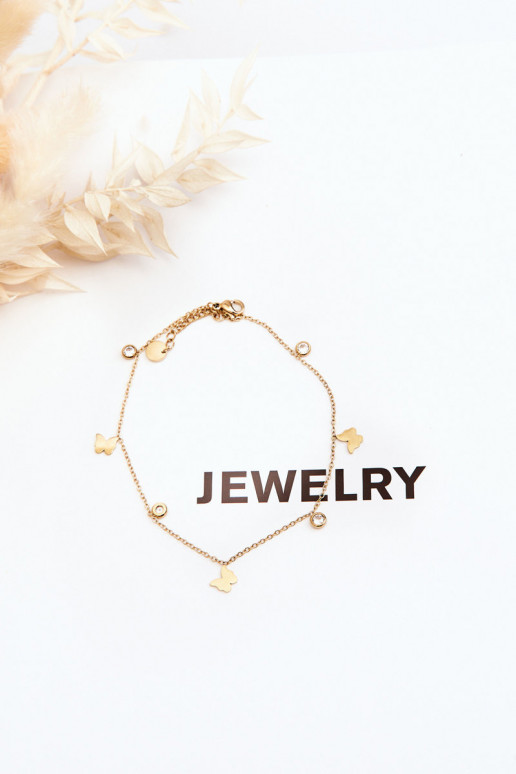 Potītes rokassprādze Ar Tauriņiem Zelta krāsas