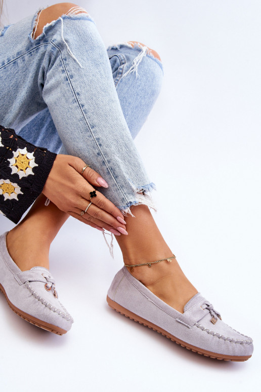 Klasiski zamšādas mokasīni Pelēkas krāsas Good Time