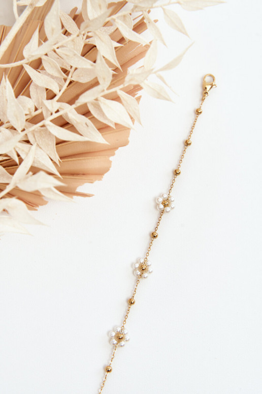 Stilīgass Aproce Ar baltiem ziediem Zelta krāsas