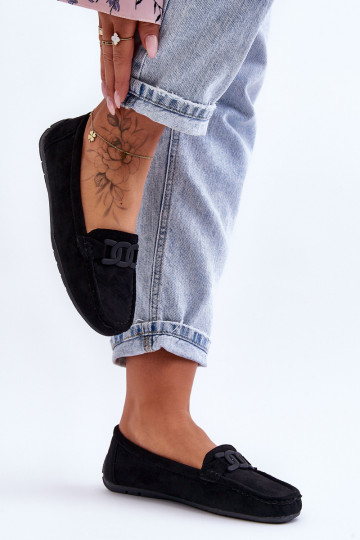 Sieviešu Stilīgasrnas Zamšādas mokasīni melnas krāsas Rabell