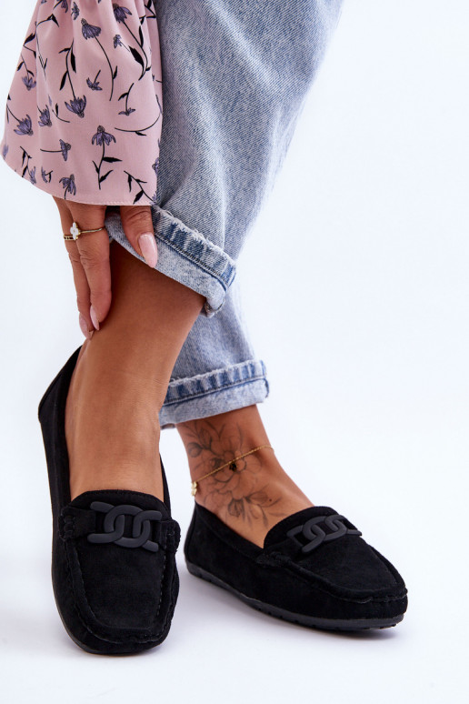 Sieviešu Stilīgasrnas Zamšādas mokasīni melnas krāsas Rabell