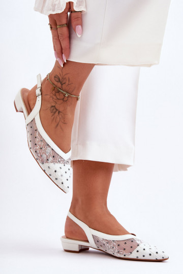 Balerīnas ar punktiņiem baltas krāsas Adore