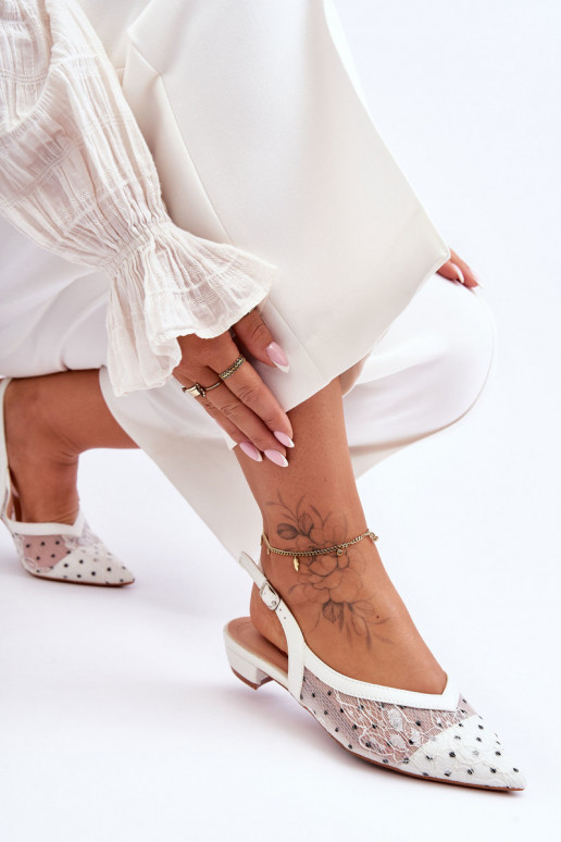 Balerīnas ar punktiņiem baltas krāsas Adore