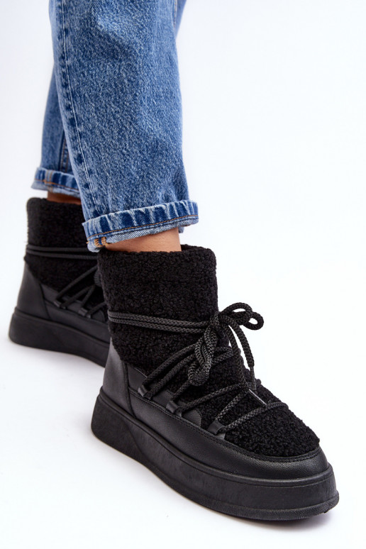 Sieviešu sniega apavi ar platformu melnas krāsas Ahatissa