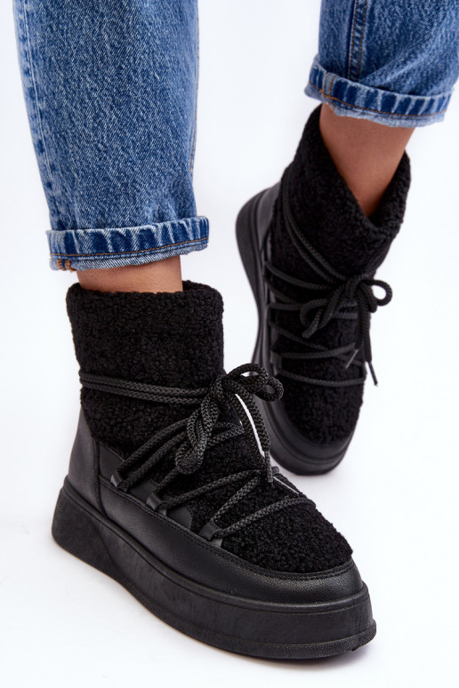 Sieviešu sniega apavi ar platformu melnas krāsas Ahatissa