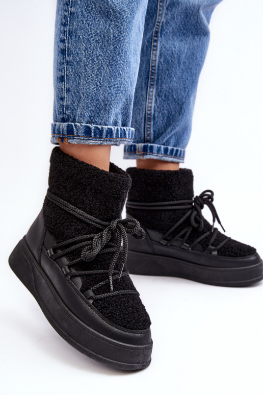 Sieviešu sniega apavi ar platformu melnas krāsas Ahatissa