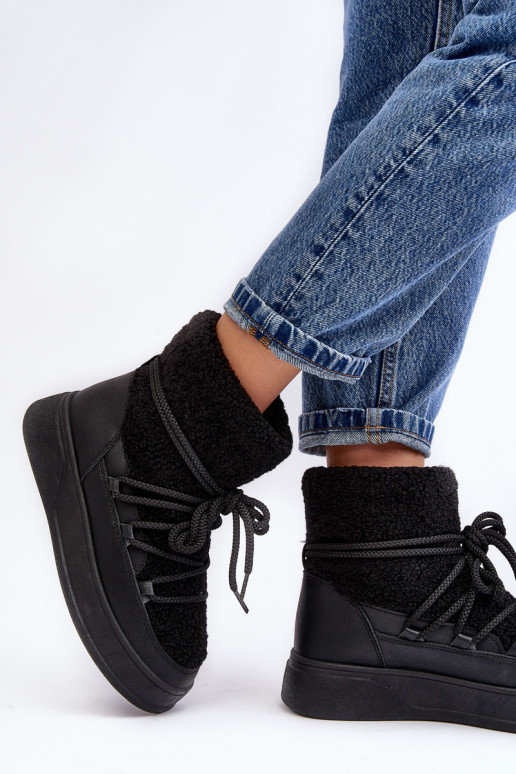 Sieviešu sniega apavi ar platformu melnas krāsas Ahatissa