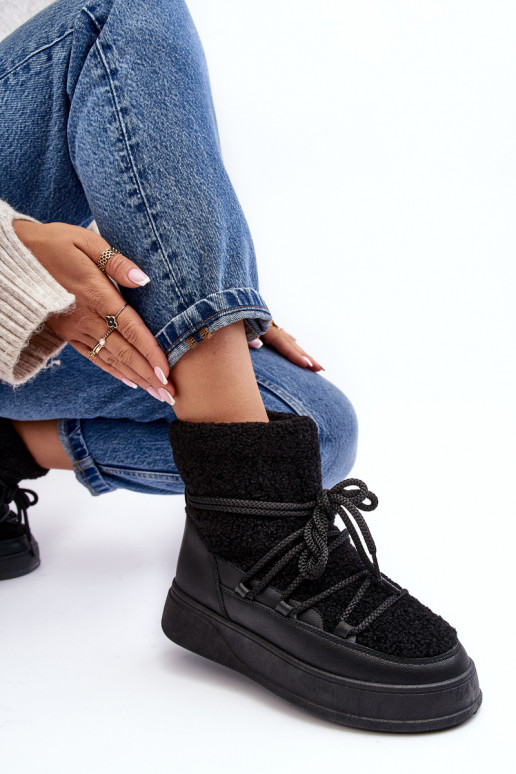 Sieviešu sniega apavi ar platformu melnas krāsas Ahatissa