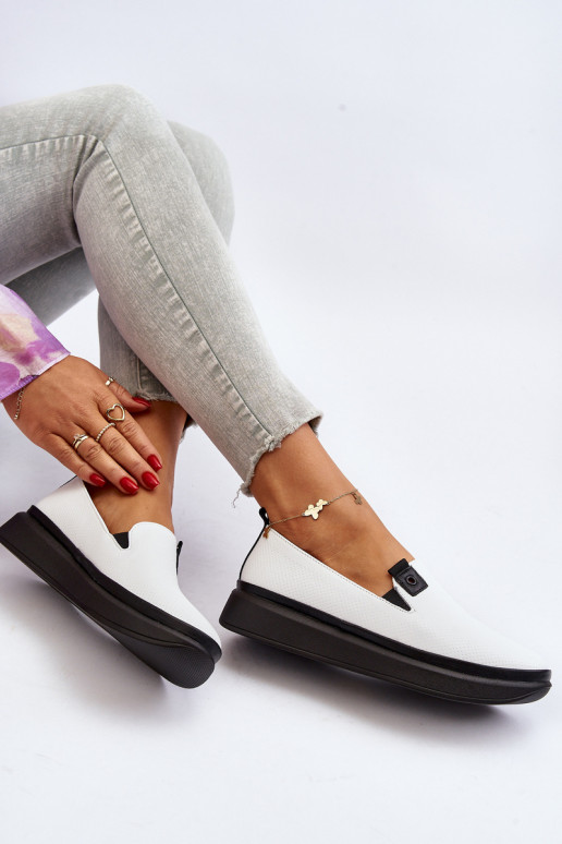 Sieviešu espadrilles Āda ar platformu baltas krāsas Tigera