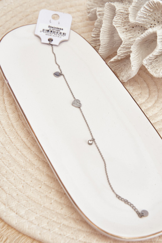 Potītes rokassprādze Ar Sirsniņām Sudraba krāsas