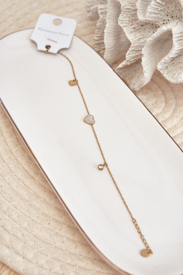 Potītes rokassprādze Ar Sirsniņām Zelta krāsas