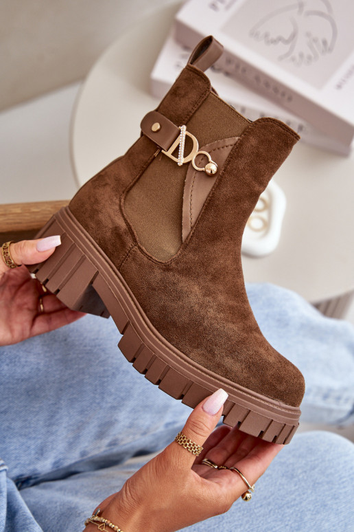 siltināti Sieviešu puszābaki Ze Zelta krāsasm Detalem Eko zamšādaoIne brūnas krāsas Bervena