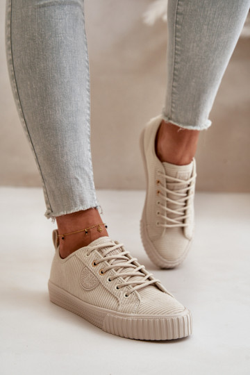 Velvets sieviešu puszābaki siltināti Big Star OO274812 Hi-Poly System smilšu krāsas 2