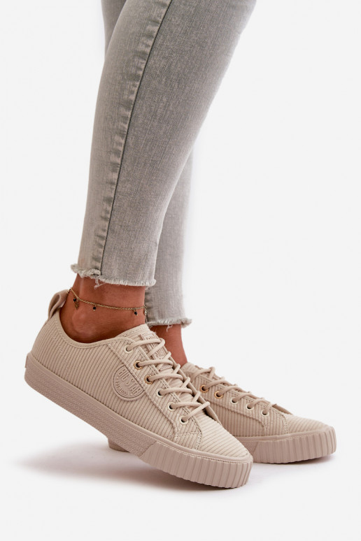 Velvets sieviešu puszābaki siltināti Big Star OO274812 Hi-Poly System smilšu krāsas