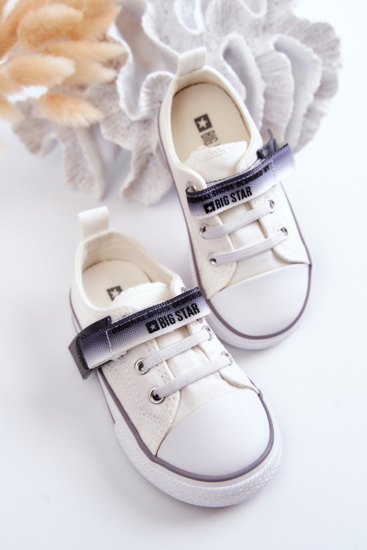 Bērnu apavi sporta apavi ar līdzenu zoli BIG STAR JJ374075 baltas krāsas