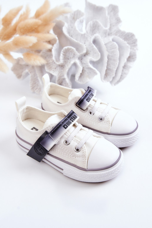 Bērnu apavi sporta apavi ar līdzenu zoli BIG STAR JJ374075 baltas krāsas