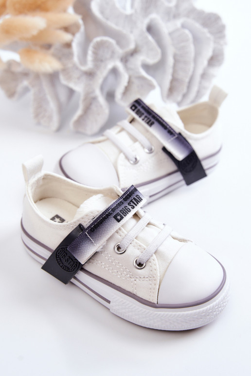 Bērnu apavi sporta apavi ar līdzenu zoli BIG STAR JJ374075 baltas krāsas