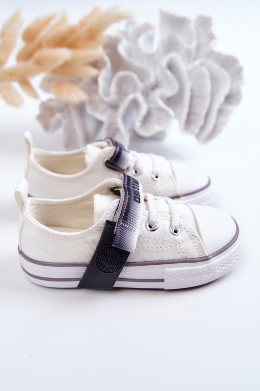 Bērnu apavi sporta apavi ar līdzenu zoli BIG STAR JJ374075 baltas krāsas