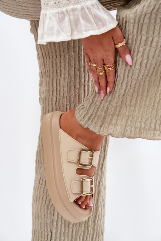 sieviešu čības ar platformu Ze Zelta krāsasmi ar sprādzēmmi smilšu krāsas Zorila