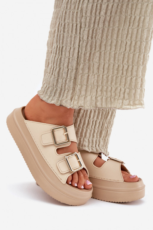 sieviešu čības ar platformu Ze Zelta krāsasmi ar sprādzēmmi smilšu krāsas Zorila