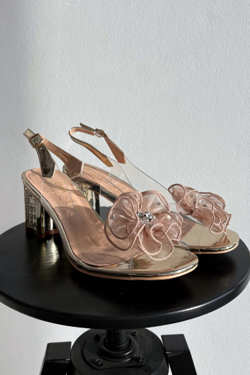 sandales ar papēdi ar ornamentiem D&A MR52-238 Zelta krāsas