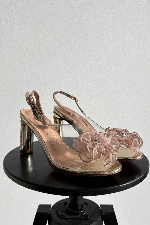 sandales ar papēdi ar ornamentiem I Kryształkami D&A MR52-236 Zelta krāsas