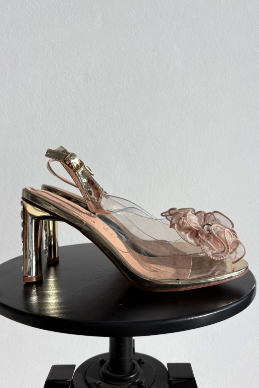 sandales ar papēdi ar ornamentiem I Kryształkami D&A MR52-236 Zelta krāsas