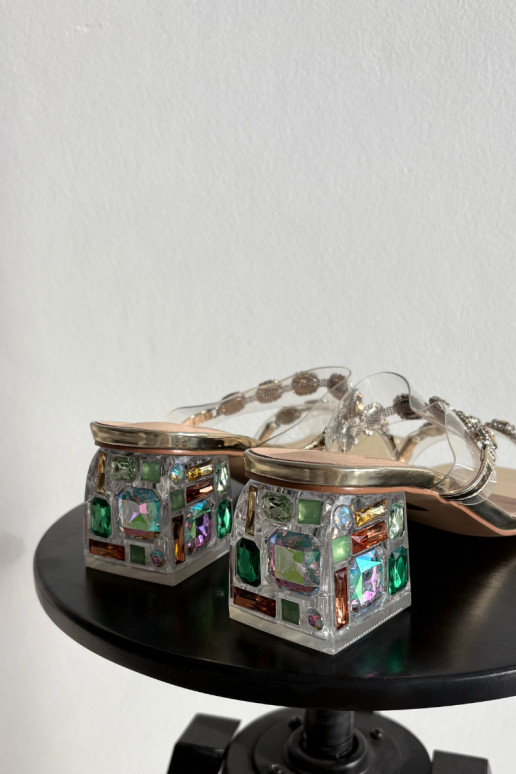 sieviešu čības ar mirdzošiem spīdumiem D&A MR1037-02 Zelta krāsas