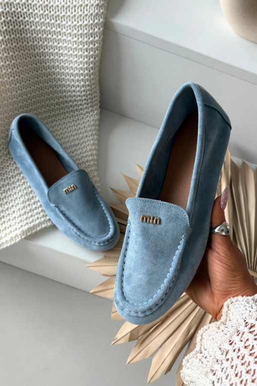 sieviešu mokasīniTā irzsm Zelta krāsasm Detalem Zilas krāsas Sarivelle