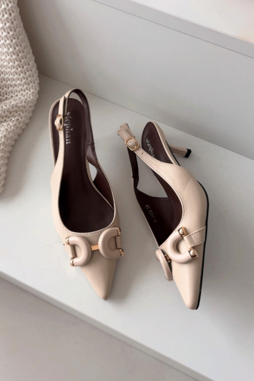 Sieviešu basenes ar papēdi Ar greznu Detalem Ziloņkaula krāsas Brienne