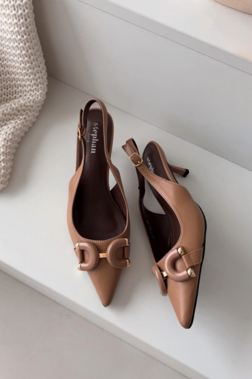 Sieviešu basenes ar papēdi Ar greznu Detalem brūnas krāsas Brienne