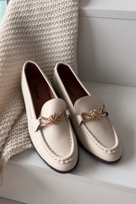 Mokasīni Sieviešu Ar greznu Detalem Ziloņkaula krāsas Rosynne