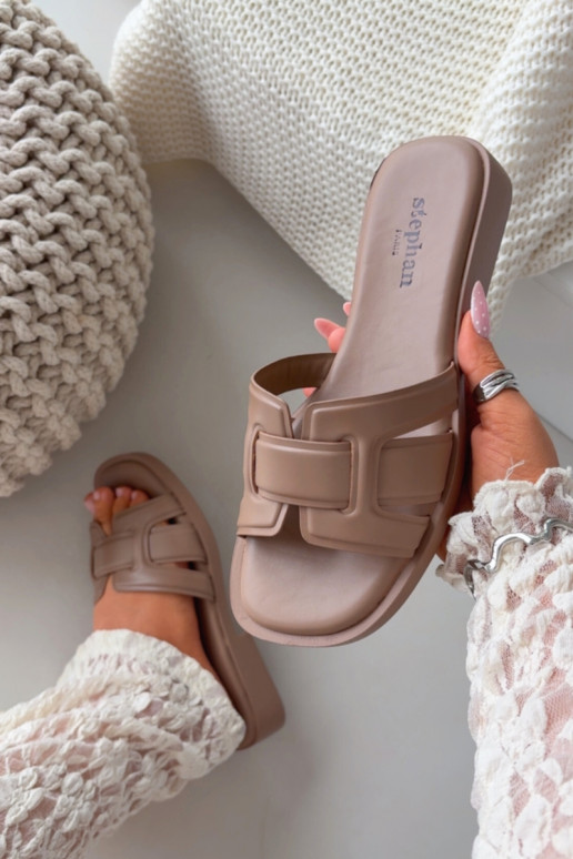 sieviešu čības ar platiem papēžiem smilšu krāsas Lorania