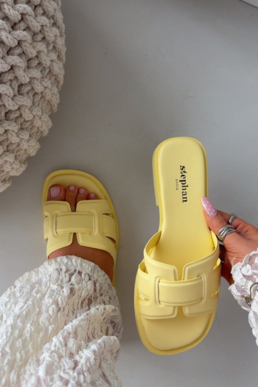 sieviešu čības ar platiem papēžiem Dzelteni Lorania