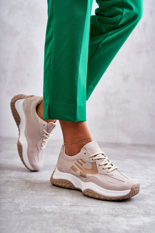 Sieviešu sporta apavi šņorējami smilšu krāsas Tolea