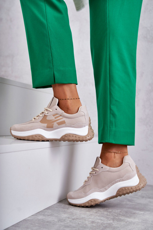 Sieviešu sporta apavi šņorējami smilšu krāsas Tolea