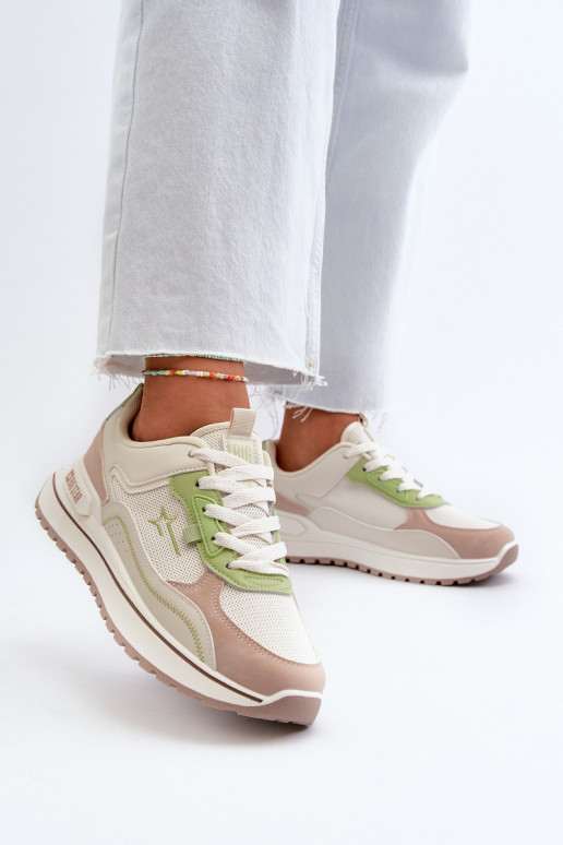 Sneakers modeļa apavi Sieviešu Big Star NN274A091 smilšu krāsas-Zaļas krāsas