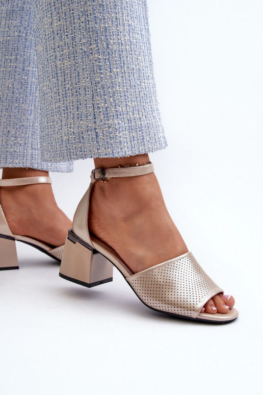 Sieviešu basenes ar papēdi no eko ādas Zelta krāsas Horissa