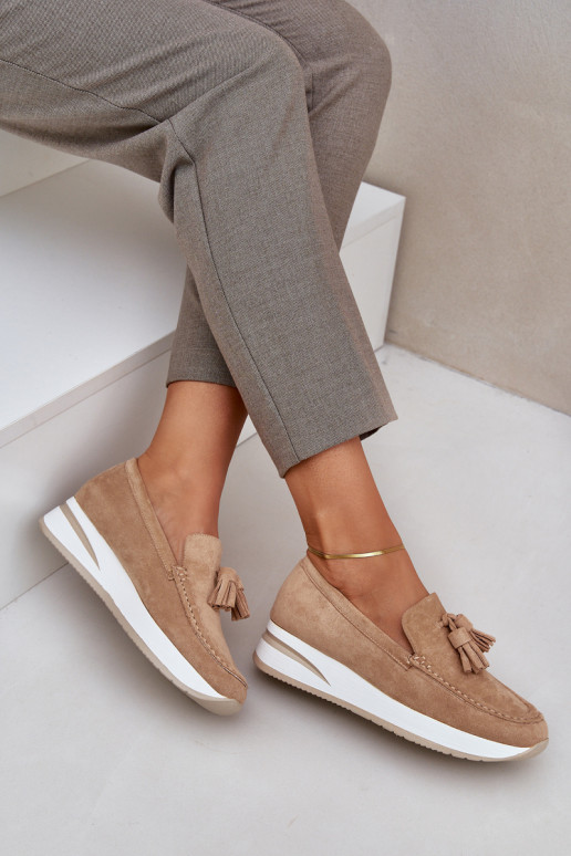 Mokasīni Ieslēgts Delikātsm Koturnie Eko zamšādaoIne smilšu krāsas Challavia