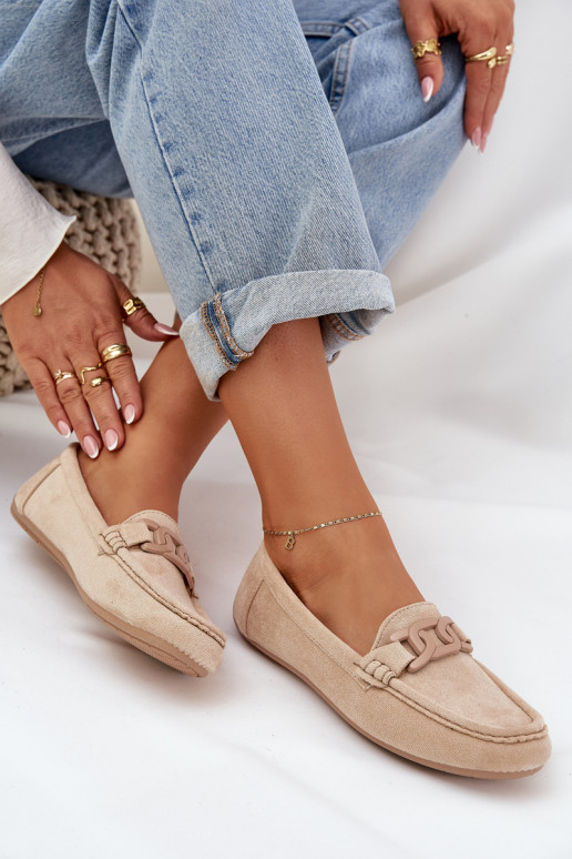 Sieviešu Eko Zamšādas mokasīni ar ornamentiem smilšu krāsas Seathra