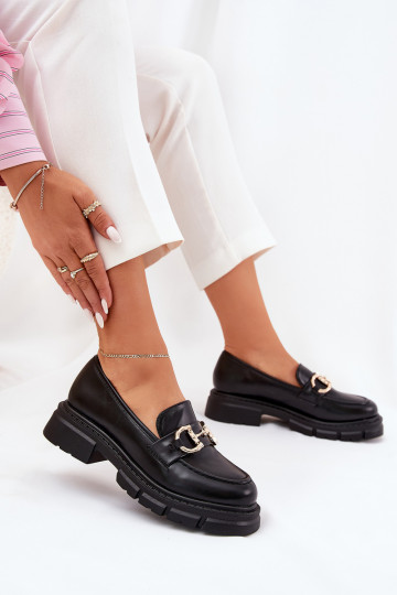 sieviešu mokasīni Eko Āda Ze Zelta krāsasm Detalem melnas krāsas Ravalissea