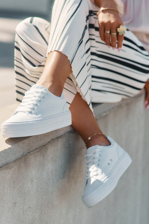 Eko Āda sieviešu puszābaki ar platformu Big Star RR274298 baltas krāsas