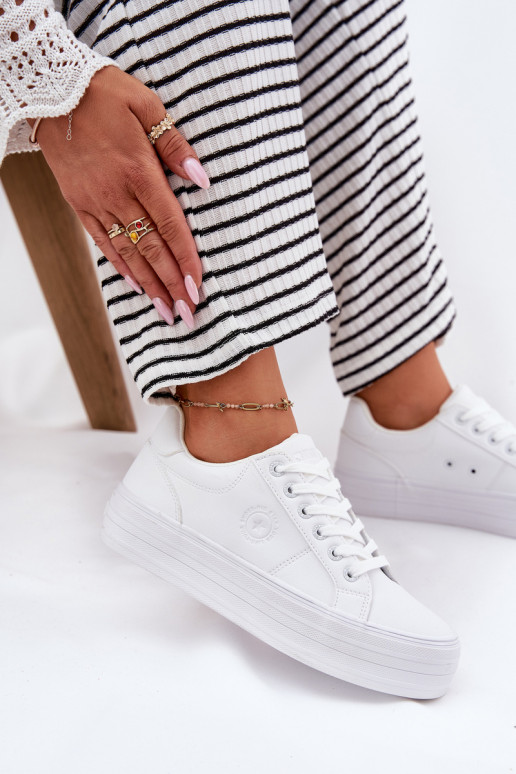 Eko Āda sieviešu puszābaki ar platformu Big Star RR274298 baltas krāsas