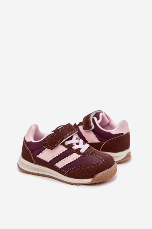 Bērnu kedu modeļu apavi sporta apavi ar lipīgām aizdarēm brūnas krāsas Viona