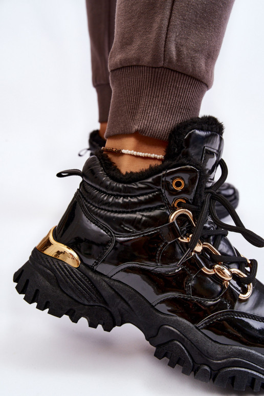 Sieviešu siltināti sporta apavi apavi šņorējami melnas krāsas Bastini